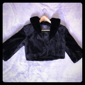 Black Faux Fur Crop Jacket